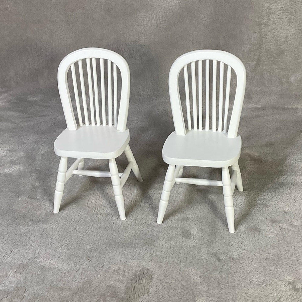Little Kitchen Fairies Wood Table and 2 Chairs Miniature Set Enesco 2002 Vtg - Picture 3 of 5